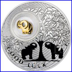 Niue 2012 2$ Lucky Coins II Elephant Gilded Proof Silver Coin