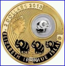 Niue 2013 2$ Lucky coins ELEPHANT 24K Gold Plated 28,28g Silver Coin with Figure