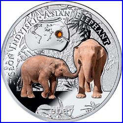 Niue 2014 1$ ASIAN ELEPHANT Endangered Species Proof. 999 Silver OGP
