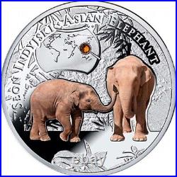 Niue 2016 ASIAN ELEPHANT Silver Coin SOS World Endangered Animal Species $1