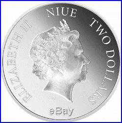 Niue Island 2015 $2 Feng Shui Elephants 1 Oz Silver Proof Coin LIMITED