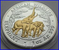 ORIGINAL ZAMBIA 2003 5000 KWACHA ELEPHANT 1 Oz 999 SILBER SILVER GILDED RARE