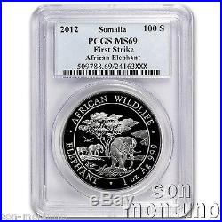 PCGS MS69 FIRST STRIKE 2012 SOMALIAN ELEPHANT 1oz Silver NOT PERFECT COIN