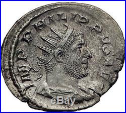 PHILIP I the ARAB 1000 Years of Rome ELEPHANT COLOSSEUM Silver Roman Coin i63404