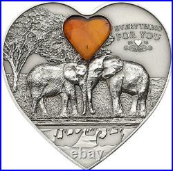Palau 5 dollars 2013 Everything for You Elephant Heart Coin 1 oz Ag999