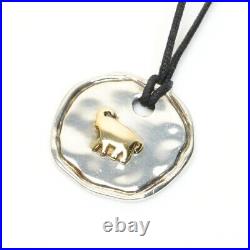 Pomellato Elephant DoDo Coin 18k Gold & Silver 925 2color Cord Pendant Necklace