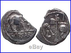 Prados Imperatorial coins Julius Caesar AR denarius. Military mint. Elephant