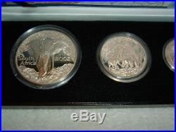 RARE 2002 South Africa Elephant Silver Proof Coin Set w COA #0267 of 1,000