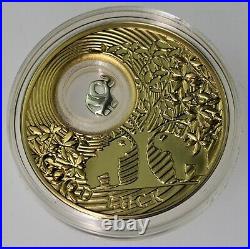 RARE 2013 ELEPHANTS. 925 silver gold gild Luck Series PROOF coin Box & COA