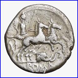 RARE Elephant Head/PAX Peace figure in 2 Horse Chariot. Caecilia 38 Roman Coin