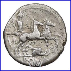 ROMA, RARE Elephant Head, no Bell / PAX 2 Horse Chariot. Caecilia 38. Roman Coin