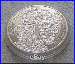 RWANDA 2009 Elephant Proof 1 oz SILVER coin 50 Amafaranga Ruanda PP elefant