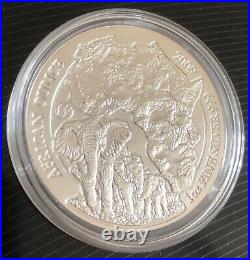 RWANDA ELEPHANT 2009 1 oz Silver Coin African Wildlife Fabulous 12 F12 PRIVY