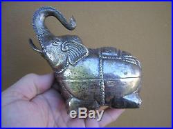 Rare Antique 900 Coin Silver Chinese Japanese Large Elephant Bonbonniere Box