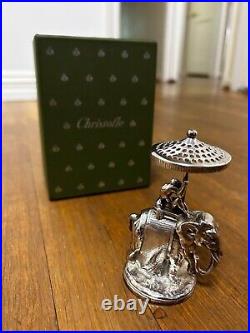 Rare Christofle Silver Elephant Tooth Pick Holder with Original Box and Papers
