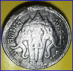 Real Silver Coin King Rama 5, 3 Heads Back Elephant, Rosor 127, ? 