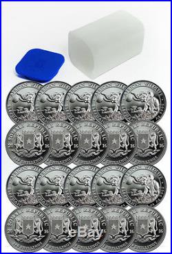Roll of 20 2016 Somalia 100S 1 Oz. 9999 Silver African Elephant Coins SKU37658
