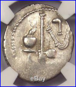 Roman Julius Caesar AR Denarius Coin 48 BC Elephant Snake NGC Choice XF
