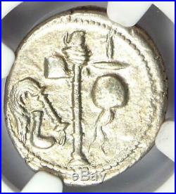Roman Julius Caesar AR Denarius Elephant Silver Coin 48 BC Certified NGC AU