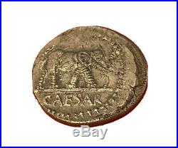 Roman Julius Caesar silver Coin Denarius Elephant trampling snake 3.89g