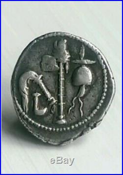 Roman Republic Julius Caesar Elephant Serpent Silver Denarius 49-45 BC Coin