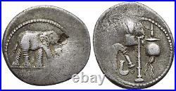 Roman Republic Julius Caesar Silver Elephant denarius (49 BC)