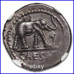 Roman Silver Denarius Julius Caesar Elephant (49-48 BC) AU NGC SKU#264079