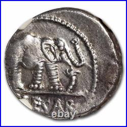 Roman Silver Denarius Julius Caesar Elephant (49-48 BC) Ch XF NGC SKU#253431