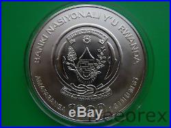 Rwanda 2007 1000 francs Elephants 3Oz Silver
