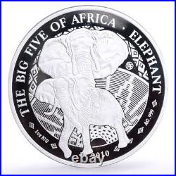 Rwanda 500 francs Africa Big Five Wildlife Elephant Fauna proof silver coin 2010