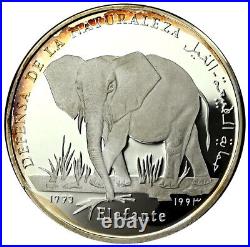 SAHARAWI 500 Pesestas 1993 Silver Proof'Defense of Nature Elephant