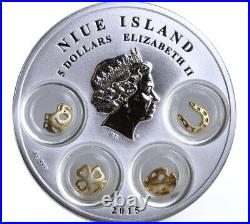 SCARCE 2015 Niue $5 Good Luck Charms 77.75g Proof Silver Coin Mintage 500