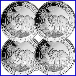 SOMALIA ELEPHANT AFRICAN WILDLIFE 2017 4 Proof Coin Silver Prestige Set