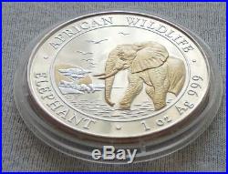 SOMALIA Elephant 2010 1 oz SILVER Gold Gilded coin 100 shillings Somali Elefant