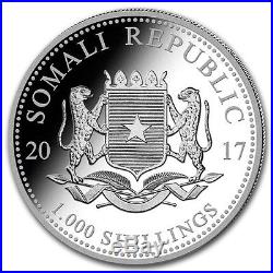 SOMALIE 1 000 Shillings Argent 10 Onces Elephant 2017 10 Oz silver coin
