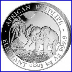 SOMALIE 2 000 Shillings Argent 1 Kilo Elephant 2017 1 Kg silver coin