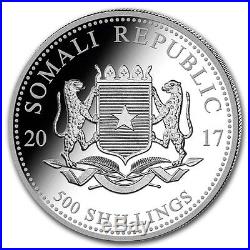 SOMALIE 500 Shillings Argent 5 Onces Elephant 2017 5 Oz silver coin