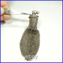 STERLING SILVER 925 ELEPHANT CHAINMAIL MESH COIN BEAUTIFUL ELEGANT BAG PURSE 26g