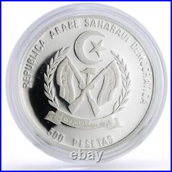 Saharawi 500 pesetas Conservation Wildlife Elephant Fauna proof silver coin 1993