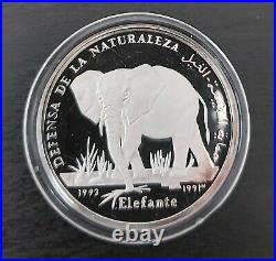 Saharawi Western Sahara Silver Unc 500 Pesetas Coin 1993 Year Km#11 Elephant