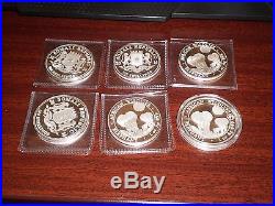 Set of 6 Somali 2014.999 Silver 1 oz Proof 100 Shillings Coin Elephant Design
