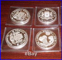 Set of 6 Somali 2014.999 Silver 1 oz Proof 100 Shillings Coin Elephant Design