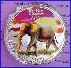 Set silver coin Big five Lion, Leopard, Buffalo, Elephant, Rhinocero Congo