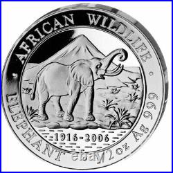 Silver Coins African Wildlife, Somalia Elephant 2006 Prestige Set