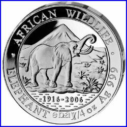 Silver Coins African Wildlife, Somalia Elephant 2006 Prestige Set