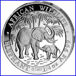 Silver Coins African Wildlife, Somalia Elephant 2007 Prestige Set