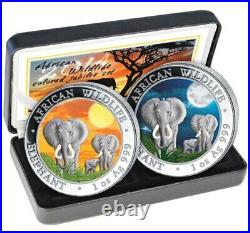 Silver Coins African Wildlife, Somalia Elephant 2014 Day And Night, Night