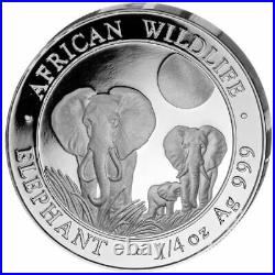 Silver Coins African Wildlife, Somalia Elephant 2014 Prestige Set