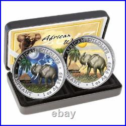 Silver Coins African Wildlife, Somalia Elephant 2017 Day And Night, Night