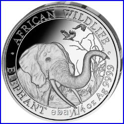 Silver Coins African Wildlife, Somalia Elephant 2018 Prestige Set